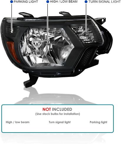 SPEC-D TUNING Smoke Lens Tinted Headlights Compatible with 2012-2015 Toyota Tacoma L+R Pair Head Light Lamp Assembly in Saudi Arabia