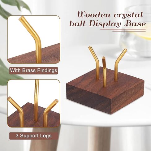 FINGERINSPIRE Wooden Base Decorative Display Pedestals with Metal Arm Display Stand Easel Wood Small Holders for Glass Sphere for Crystal Ball, Mineral Rocks, Photos Display in Saudi Arabia