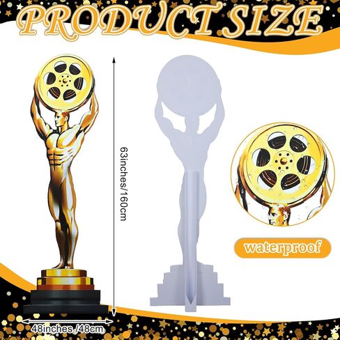 5.3 ft Movie Night Trophy Award Stand up Cardboard Cutout Life Size Movie Theme Party Decorations Backdrop Photo Props Gold Award Status Standup for Red Carpet Events Themed Party Supplies in Saudi Arabia