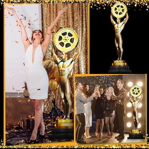 5.3 ft Movie Night Trophy Award Stand up Cardboard Cutout Life Size Movie Theme Party Decorations Backdrop Photo Props Gold Award Status Standup for Red Carpet Events Themed Party Supplies in Saudi Arabia