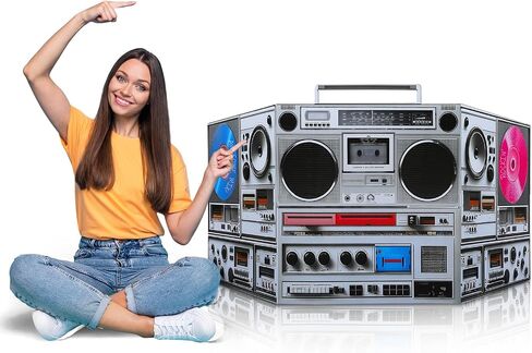 3 ft Retro 70s 80s 90s Disco Theme Party Decoration Boom Box Cardboard Stand up Cutout Boom Box Hip Hop Theme Stand up Photo Prop Musical Party Stand-up Backdrop for Birthday Supply in Saudi Arabia