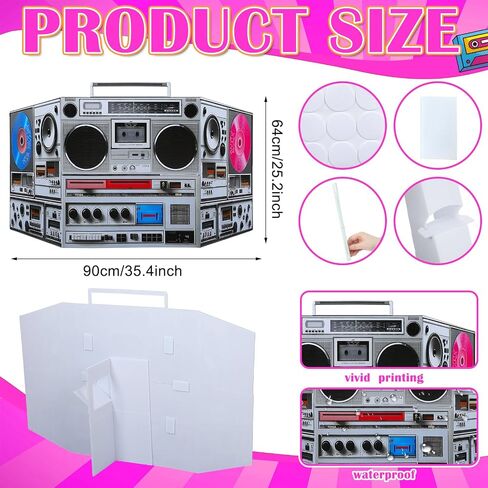 3 ft Retro 70s 80s 90s Disco Theme Party Decoration Boom Box Cardboard Stand up Cutout Boom Box Hip Hop Theme Stand up Photo Prop Musical Party Stand-up Backdrop for Birthday Supply in Saudi Arabia