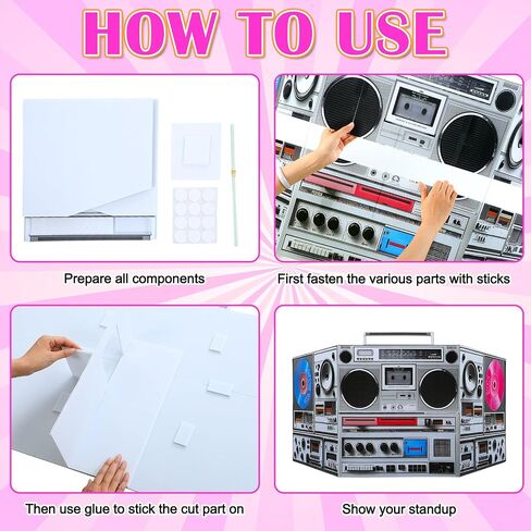 3 ft Retro 70s 80s 90s Disco Theme Party Decoration Boom Box Cardboard Stand up Cutout Boom Box Hip Hop Theme Stand up Photo Prop Musical Party Stand-up Backdrop for Birthday Supply in Saudi Arabia