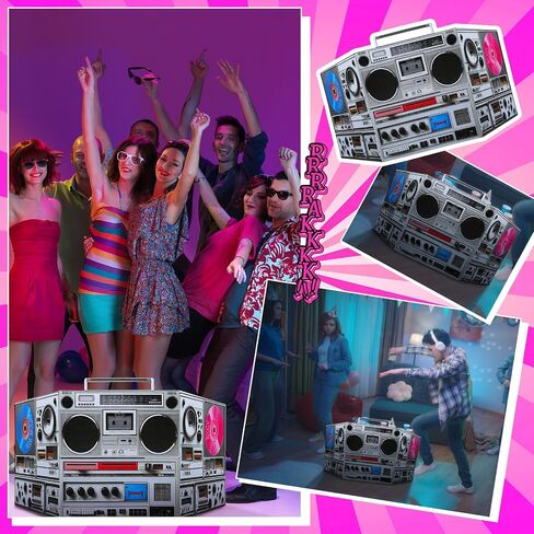 3 ft Retro 70s 80s 90s Disco Theme Party Decoration Boom Box Cardboard Stand up Cutout Boom Box Hip Hop Theme Stand up Photo Prop Musical Party Stand-up Backdrop for Birthday Supply in Saudi Arabia