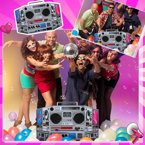 3 ft Retro 70s 80s 90s Disco Theme Party Decoration Boom Box Cardboard Stand up Cutout Boom Box Hip Hop Theme Stand up Photo Prop Musical Party Stand-up Backdrop for Birthday Supply in Saudi Arabia