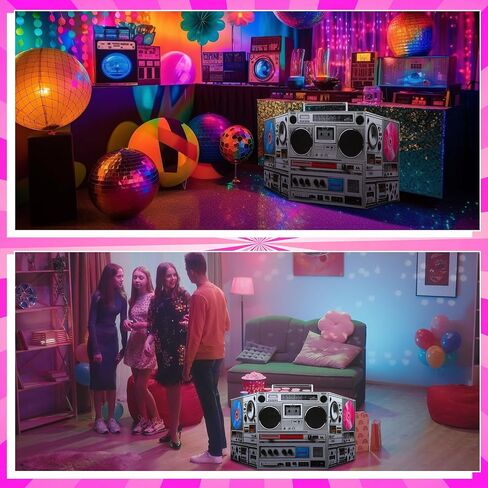 3 ft Retro 70s 80s 90s Disco Theme Party Decoration Boom Box Cardboard Stand up Cutout Boom Box Hip Hop Theme Stand up Photo Prop Musical Party Stand-up Backdrop for Birthday Supply in Saudi Arabia