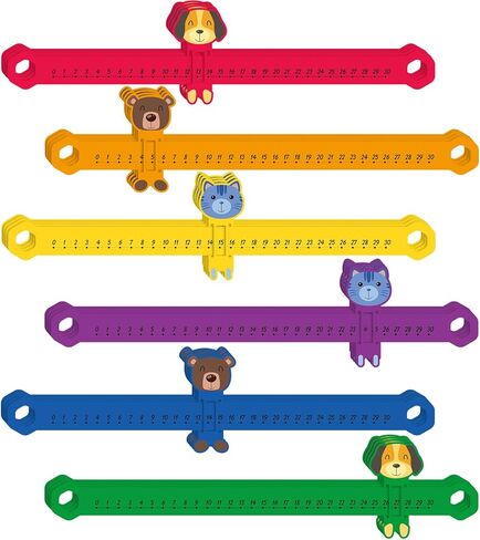 24 قطعة خط أرقام منزلق وتعلم مقاس 16.5 × 1.5 بوصة خط أرقام PVC للطلاب، من 0 إلى 30 خط أرقام رياضيات، أعداد صحيحة إيجابية للحيوانات، خطوط أرقام، مواد تعليمية للأطفال للمدرسة (ألوان زاهية) in Kuwait