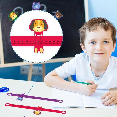 24 قطعة خط أرقام منزلق وتعلم مقاس 16.5 × 1.5 بوصة خط أرقام PVC للطلاب، من 0 إلى 30 خط أرقام رياضيات، أعداد صحيحة إيجابية للحيوانات، خطوط أرقام، مواد تعليمية للأطفال للمدرسة (ألوان زاهية) in Kuwait