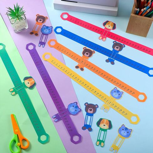 24 قطعة خط أرقام منزلق وتعلم مقاس 16.5 × 1.5 بوصة خط أرقام PVC للطلاب، من 0 إلى 30 خط أرقام رياضيات، أعداد صحيحة إيجابية للحيوانات، خطوط أرقام، مواد تعليمية للأطفال للمدرسة (ألوان زاهية) in Kuwait