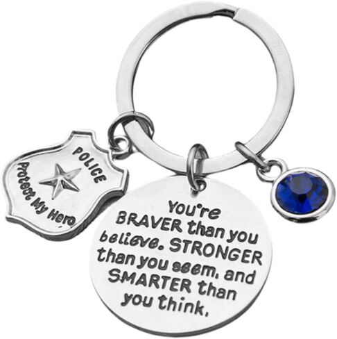 Infinity Collection Police Keychain, You’r Braver Than You Believe, Stronger Than You Seem Charm Keychain for Police Officer, Unisex Cop Keychain in Saudi Arabia