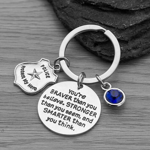 Infinity Collection Police Keychain, You’r Braver Than You Believe, Stronger Than You Seem Charm Keychain for Police Officer, Unisex Cop Keychain in Saudi Arabia