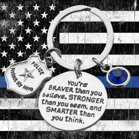 Infinity Collection Police Keychain, You’r Braver Than You Believe, Stronger Than You Seem Charm Keychain for Police Officer, Unisex Cop Keychain in Saudi Arabia