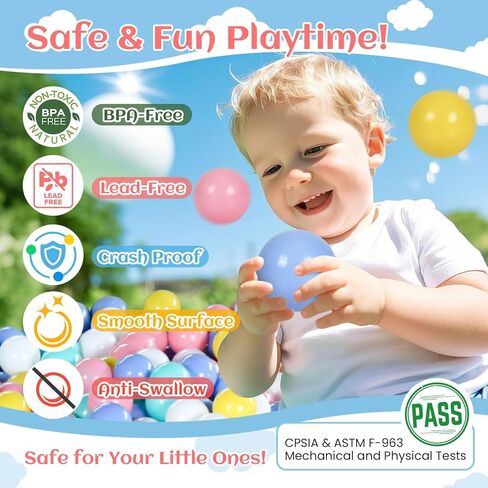 100 Pack Balls for Ball Tent, BPA Free Colorful Plastic Balls Baby Play Balls for Ball Pit, Bounce House, Baby Pool & Playhouse in Kuwait