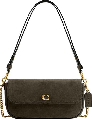 Coach Suede Brook Flap Bag with Chain, B4/Olive in Saudi Arabia