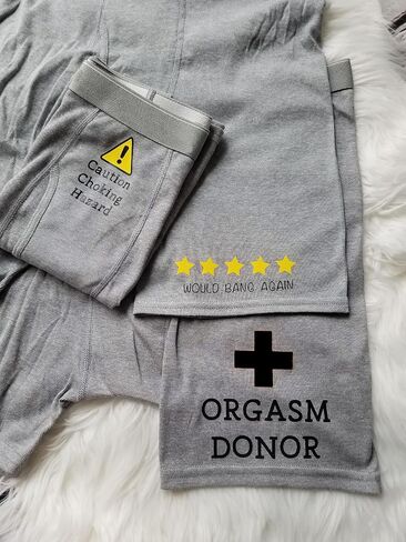 3 Pack Boxer Briefs - Funny Boxer Brief Gift Set - Caution Choking Hazard - Orgasm Donor - 5 Stars Would Bang Again in Saudi Arabia