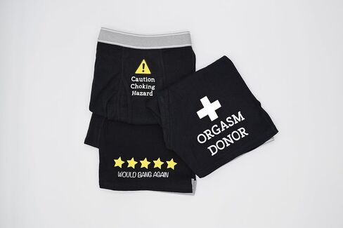 3 Pack Boxer Briefs - Funny Boxer Brief Gift Set - Caution Choking Hazard - Orgasm Donor - 5 Stars Would Bang Again in Saudi Arabia