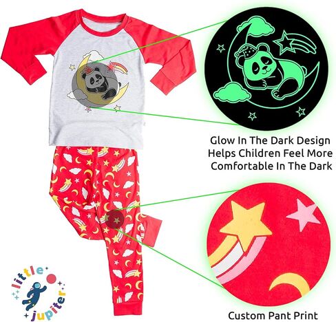 Glow in The Dark Girls Pajamas -Long Sleeve Girls Childrens Sleepwear Kids in Kuwait