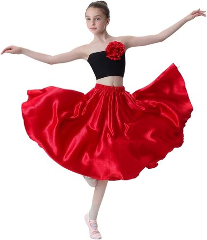 Girls' Elastic Waist Dance Skirt for Ballet, Flamenco & Performance in Saudi Arabia