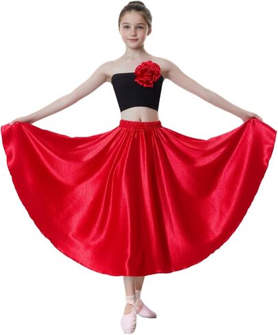 Girls' Elastic Waist Dance Skirt for Ballet, Flamenco & Performance in Saudi Arabia