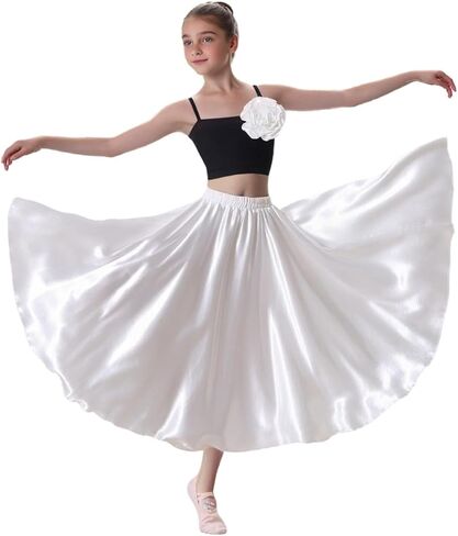 Girls' Elastic Waist Dance Skirt for Ballet, Flamenco & Performance in Saudi Arabia