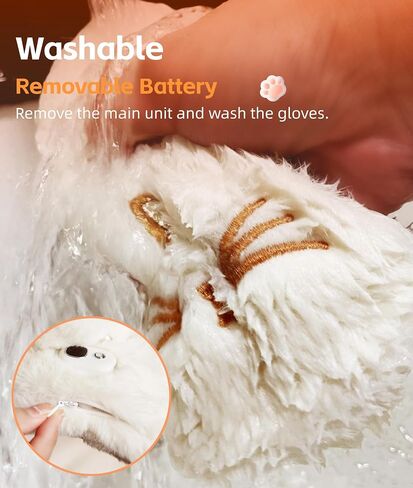 Yoidesu Cute Electric Heated Gloves for Women Girls, Wearable Hand Warmer, 3000mAh Battery Fingerless Plush Cat Winter Heating Warming Gloves, New Year Christmas Birthday Gifts for Girls in Saudi Arabia