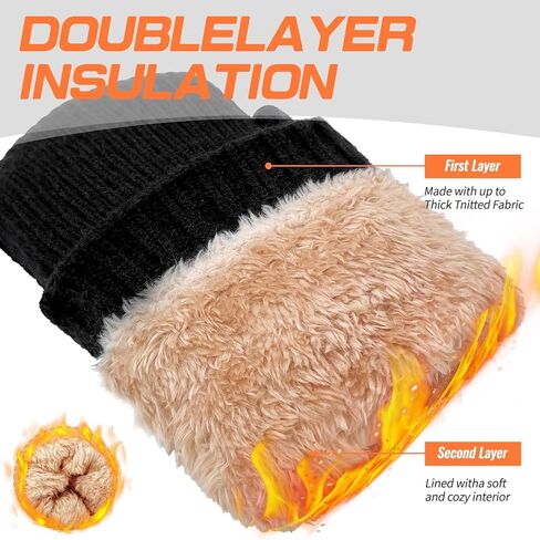 woogwin Winter Mittens for Women Men Warm Thick Thermal Fleece Stretchy Knit Wool Snow Gloves for Cold Weather Folding Cuffs in Kuwait