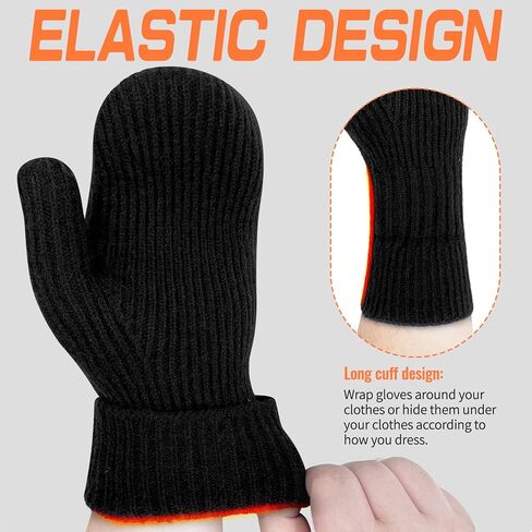 woogwin Winter Mittens for Women Men Warm Thick Thermal Fleece Stretchy Knit Wool Snow Gloves for Cold Weather Folding Cuffs in Kuwait
