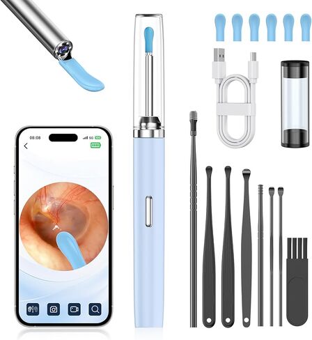 كاميرا أداة إزالة شمع الأذن، منظف الأذن مع 6 مصابيح LED ونصائح بديلة، طقم تنظيف الأذن HD 1080P مع منظار الأذن in Kuwait
