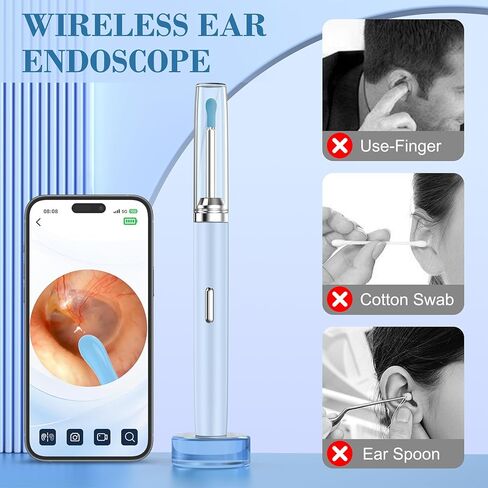 كاميرا أداة إزالة شمع الأذن، منظف الأذن مع 6 مصابيح LED ونصائح بديلة، طقم تنظيف الأذن HD 1080P مع منظار الأذن in Kuwait