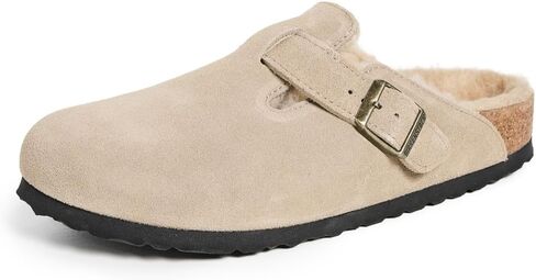 Birkenstock Women's Boston Shearling Clogs, Taupe, Tan, 7-7.5 Narrow US in Saudi Arabia