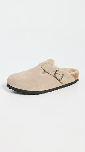 Birkenstock Women's Boston Shearling Clogs, Taupe, Tan, 7-7.5 Narrow US in Saudi Arabia