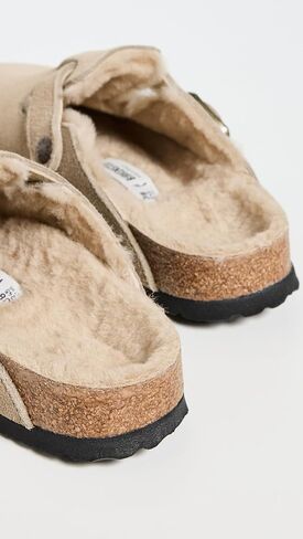 Birkenstock Women's Boston Shearling Clogs, Taupe, Tan, 7-7.5 Narrow US in Saudi Arabia