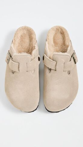 Birkenstock Women's Boston Shearling Clogs, Taupe, Tan, 7-7.5 Narrow US in Saudi Arabia