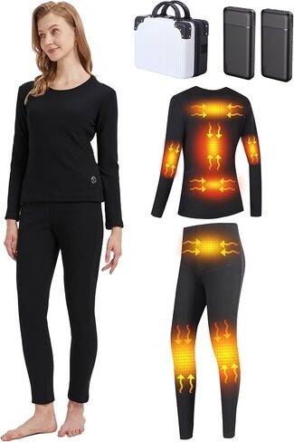 Women's Heated Thermal Underwear Set, USB Women's Electric Thermal Heated Long Johns Set with Battery Pack in Saudi Arabia