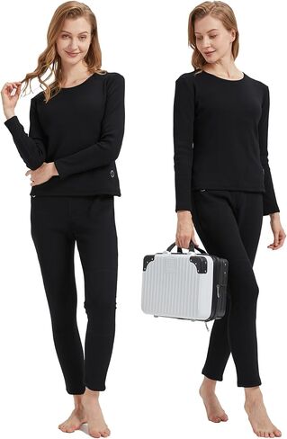Women's Heated Thermal Underwear Set, USB Women's Electric Thermal Heated Long Johns Set with Battery Pack in Saudi Arabia