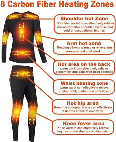 Women's Heated Thermal Underwear Set, USB Women's Electric Thermal Heated Long Johns Set with Battery Pack in Saudi Arabia