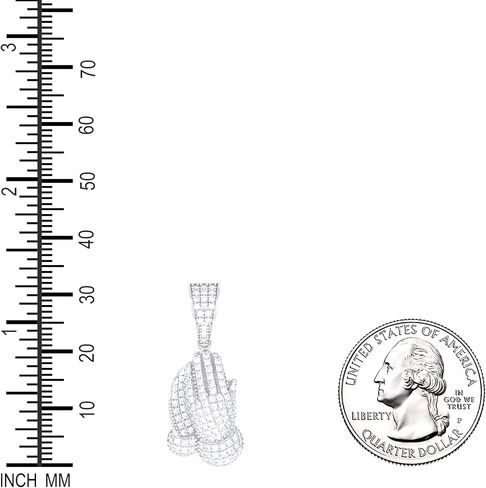 14K White Gold Look 925 Sterling Silver Mens 0.81ct Moissanite Praying Hands Symbol Religious Charm Pendant in Saudi Arabia