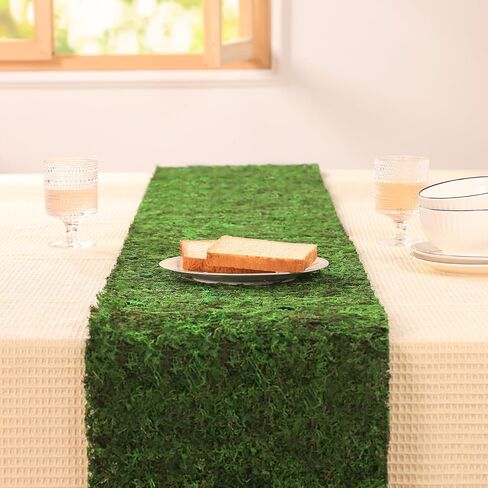 108'' x 16'' Dried Moss Table Runner Green Moss Sheet Roll for Crafts Preserved Moss Mat for Table Decoration Green Moss for Fairy Wedding Party Woodland Garden Decor in Saudi Arabia