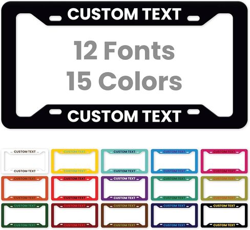 Custom License Plate Frames, Personalized Text License Plate Holders Metal for Front Car Colors Tag, 6.5 x 12.5 Inch, Weather Resistant, Made in USA My Sign Center in Kuwait