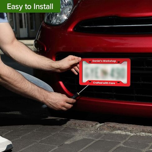 Custom License Plate Frames, Personalized Text License Plate Holders Metal for Front Car Colors Tag, 6.5 x 12.5 Inch, Weather Resistant, Made in USA My Sign Center in Kuwait