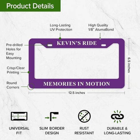 Custom License Plate Frames, Personalized Text License Plate Holders Metal for Front Car Colors Tag, 6.5 x 12.5 Inch, Weather Resistant, Made in USA My Sign Center in Kuwait
