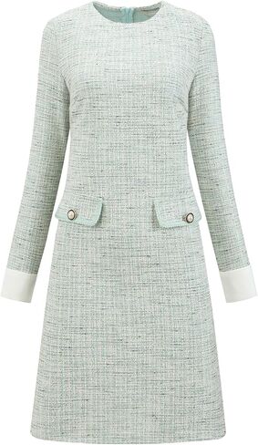 Women's Tweed Dress Formal Work Long Sleeve Sheath Dresses in Kuwait