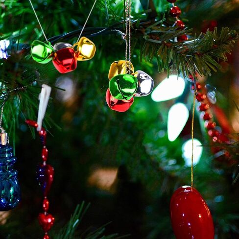 Augshy 240 Pieces Jingle Bells 4 Colors Mixed Craft Bell Bulk for Christmas Home and Pet Decorations Xmas Decor Party Favors Supplies (0.3/0.4/0.47 inch) in Saudi Arabia