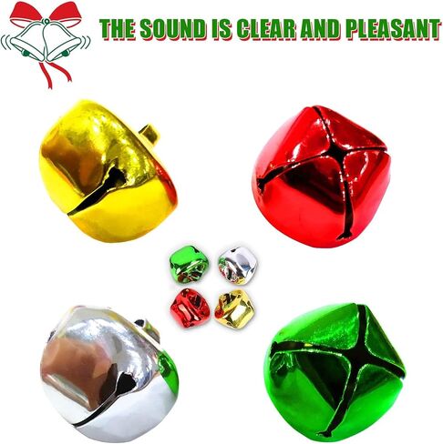 Augshy 240 Pieces Jingle Bells 4 Colors Mixed Craft Bell Bulk for Christmas Home and Pet Decorations Xmas Decor Party Favors Supplies (0.3/0.4/0.47 inch) in Saudi Arabia