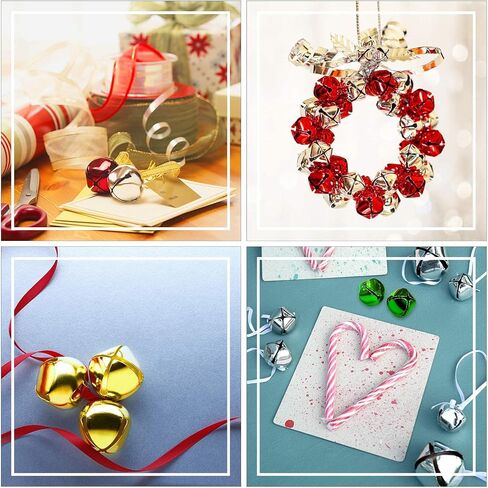 Augshy 240 Pieces Jingle Bells 4 Colors Mixed Craft Bell Bulk for Christmas Home and Pet Decorations Xmas Decor Party Favors Supplies (0.3/0.4/0.47 inch) in Saudi Arabia
