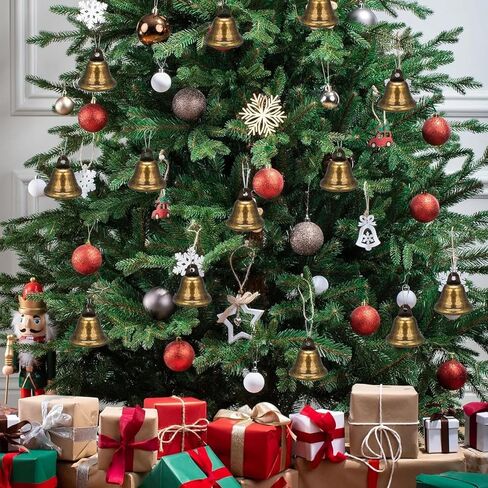 Vintage Bronze Bells with Spring Clips, 1.5 Inch Decorative Metal Bells for Christmas Tree, Set of 16 in Saudi Arabia