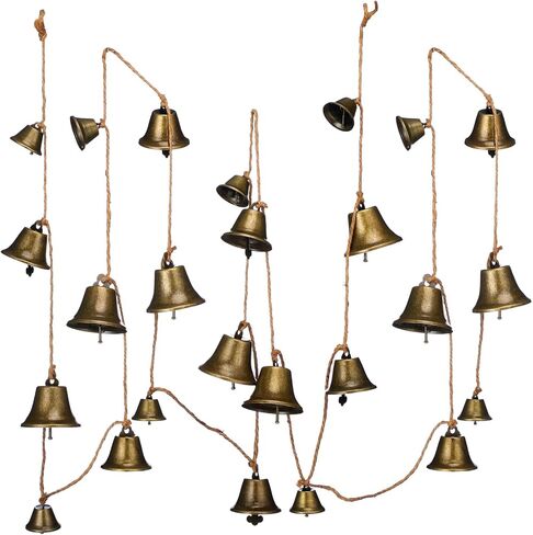 Zonon 5.91 ft Christmas Bronze Jingle Bells Hanging String Vintage Jingle Bell Decorative Craft Bell Garland on String Metal Gold Bells for Wall Ornaments Home Office Door Decorations in Saudi Arabia