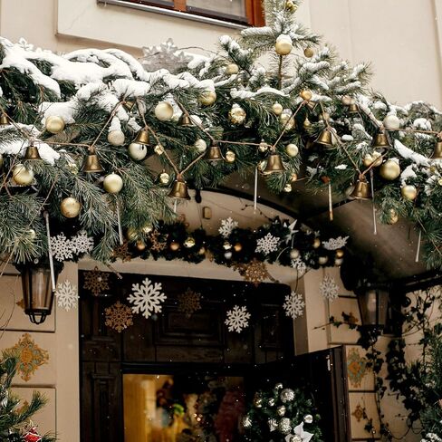 Zonon 5.91 ft Christmas Bronze Jingle Bells Hanging String Vintage Jingle Bell Decorative Craft Bell Garland on String Metal Gold Bells for Wall Ornaments Home Office Door Decorations in Saudi Arabia