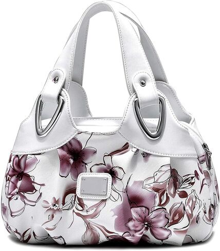 Floral Hobo Handbag for Women Genuine Leather Fashion Shoulder Purse for Weekend and Daily Activities in Saudi Arabia