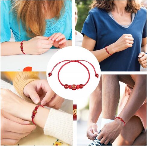 2024 الصينية فنغ شوي سوار الحماية، قابل للتعديل زودياك التنين الأحمر سلسلة سوار، الصينية حسن الحظ سحر فنغ شوي سوار، حبل أحمر حبلا سوار المجوهرات الهدايا للنساء الرجال in Kuwait